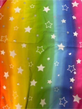 Joann Fabrics Rainbow Glitter Stars Cotton Fabric 1.5 Yards Novelty